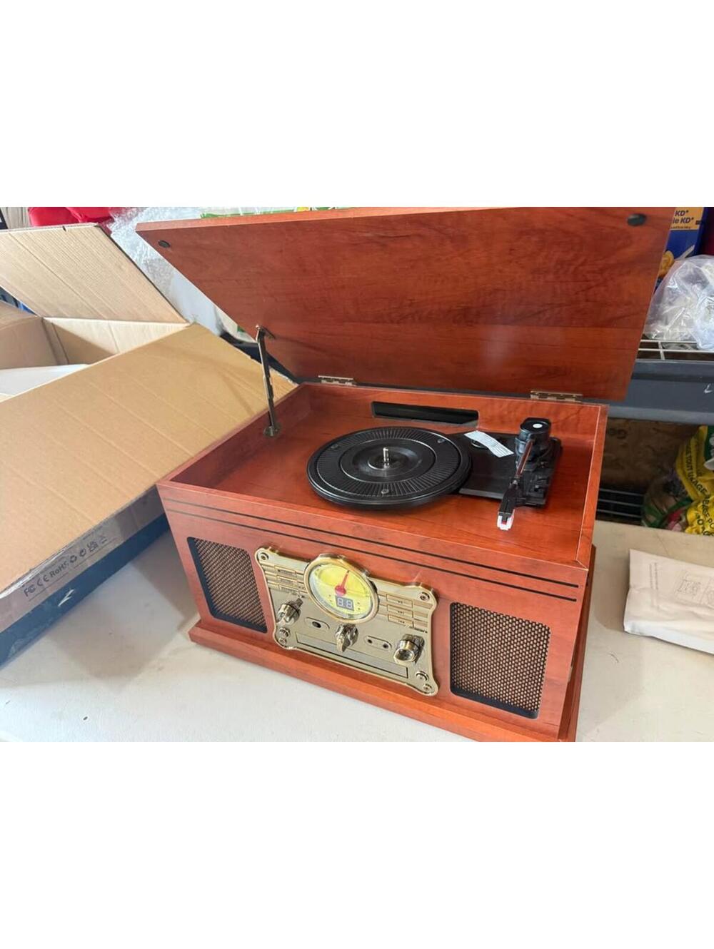 Vintage Style 6-in-1 Bluetooth Record Player and Multimedia Center